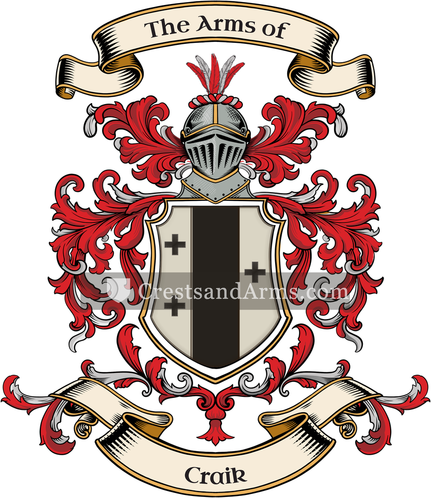 The Craik coat of arms, drawn from the recorded blazon