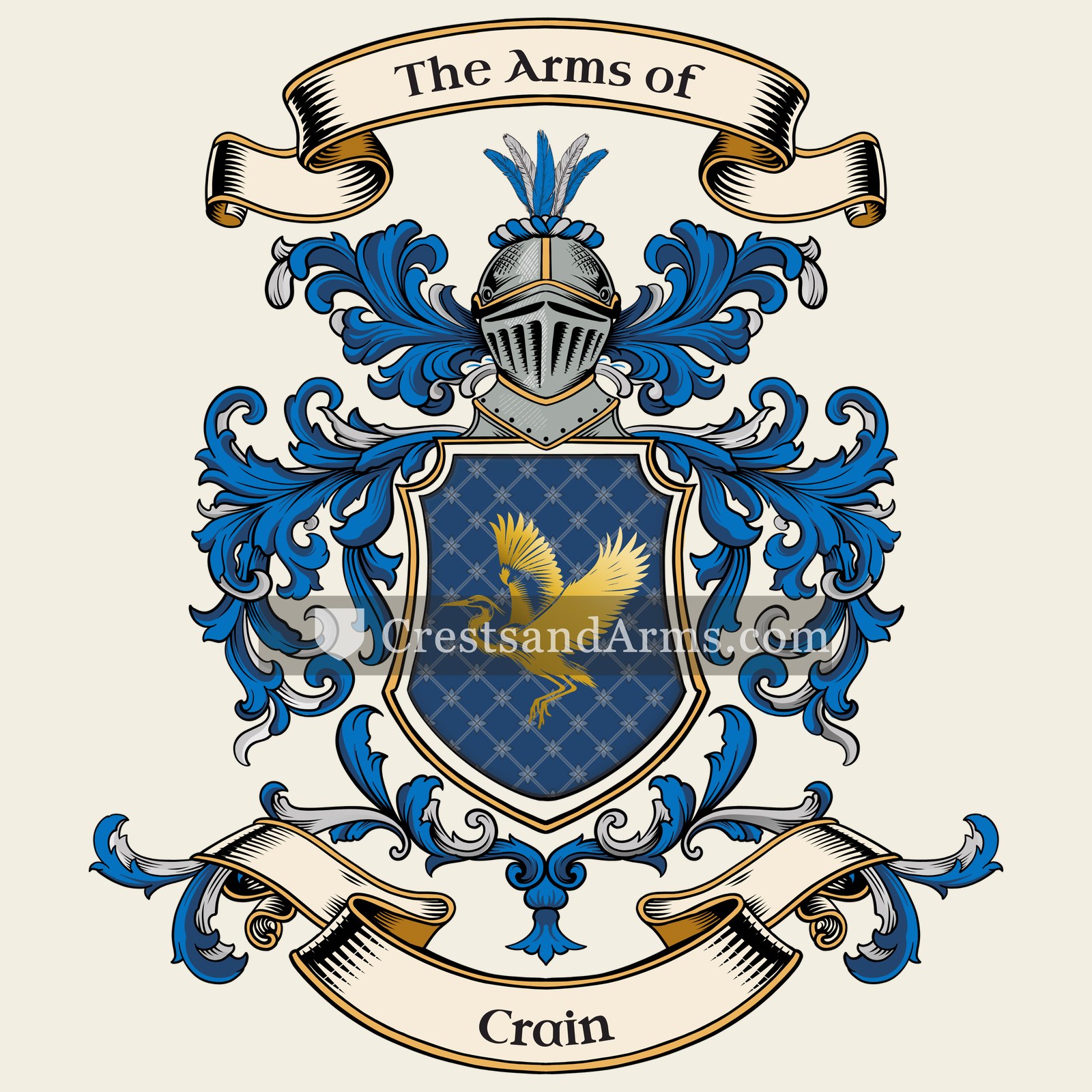 The Crain coat of arms, drawn from the recorded blazon