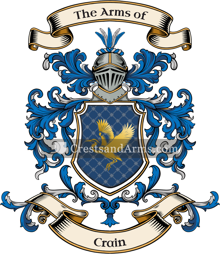 The Crain coat of arms, drawn from the recorded blazon