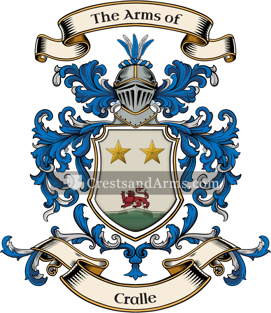 The Cralle coat of arms, drawn from the recorded blazon