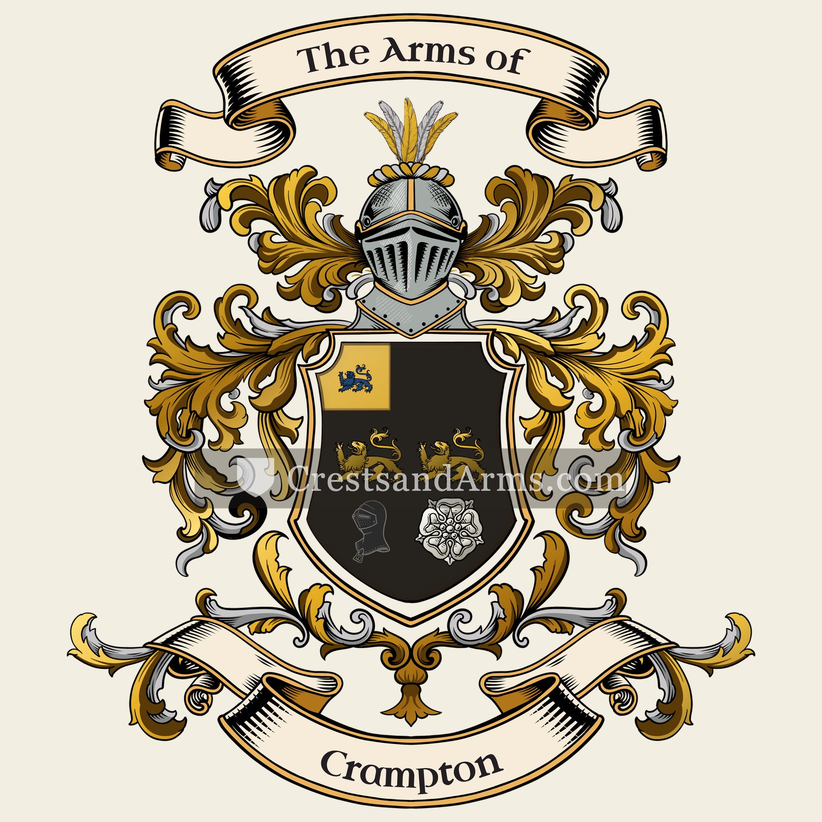 The Crampton coat of arms, drawn from the recorded blazon