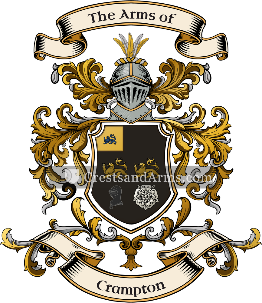 The Crampton coat of arms, drawn from the recorded blazon