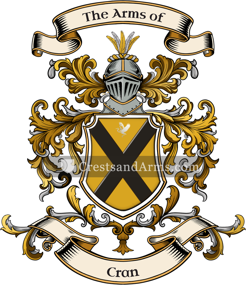 The Cran coat of arms, drawn from the recorded blazon