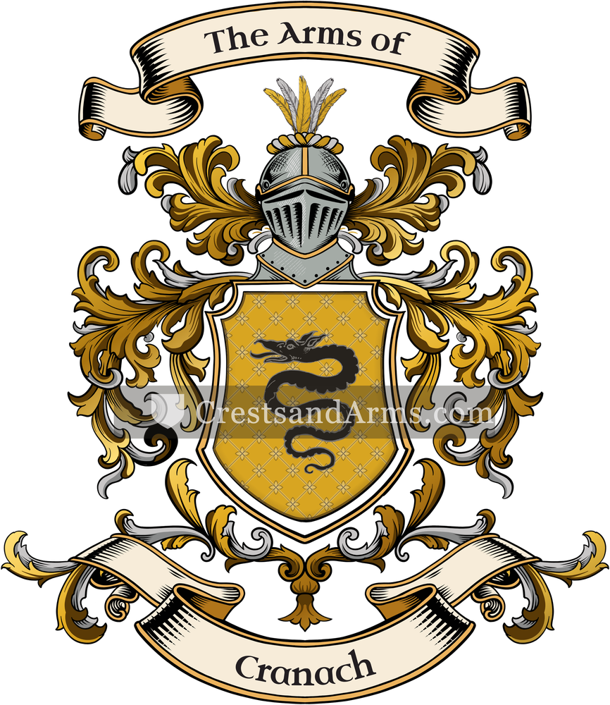 The Cranach coat of arms, drawn from the recorded blazon