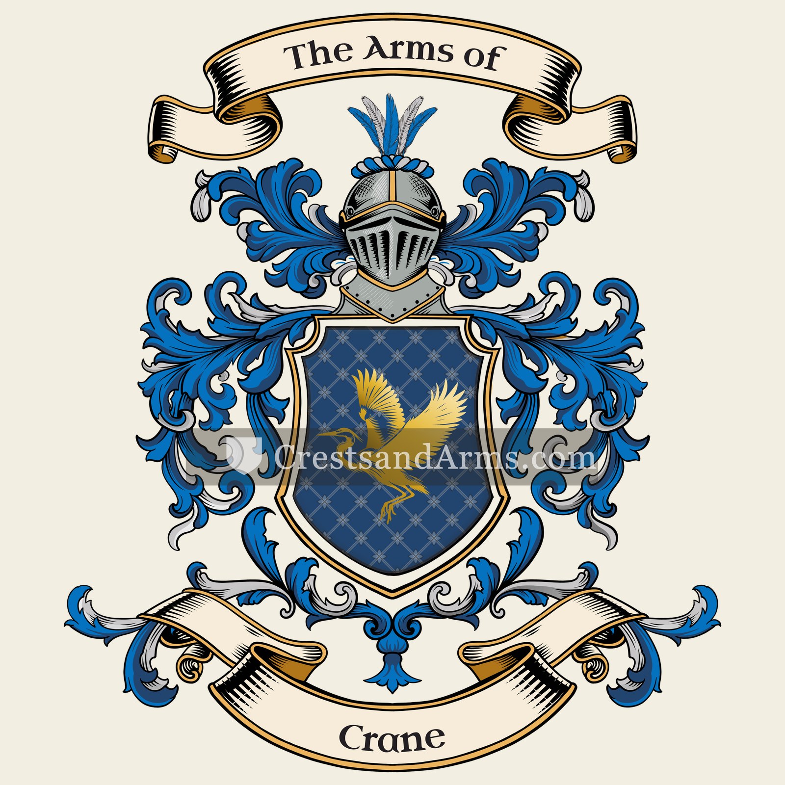 The Crane coat of arms, drawn from the recorded blazon