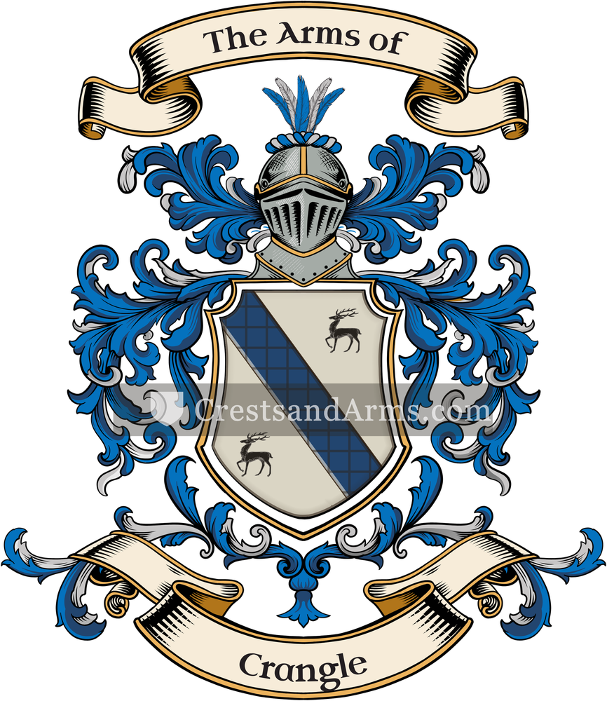 The Crangle coat of arms, drawn from the recorded blazon