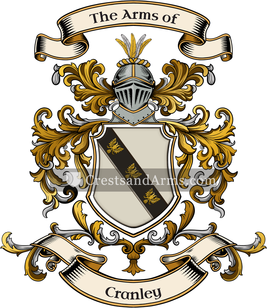 The Cranley coat of arms, drawn from the recorded blazon
