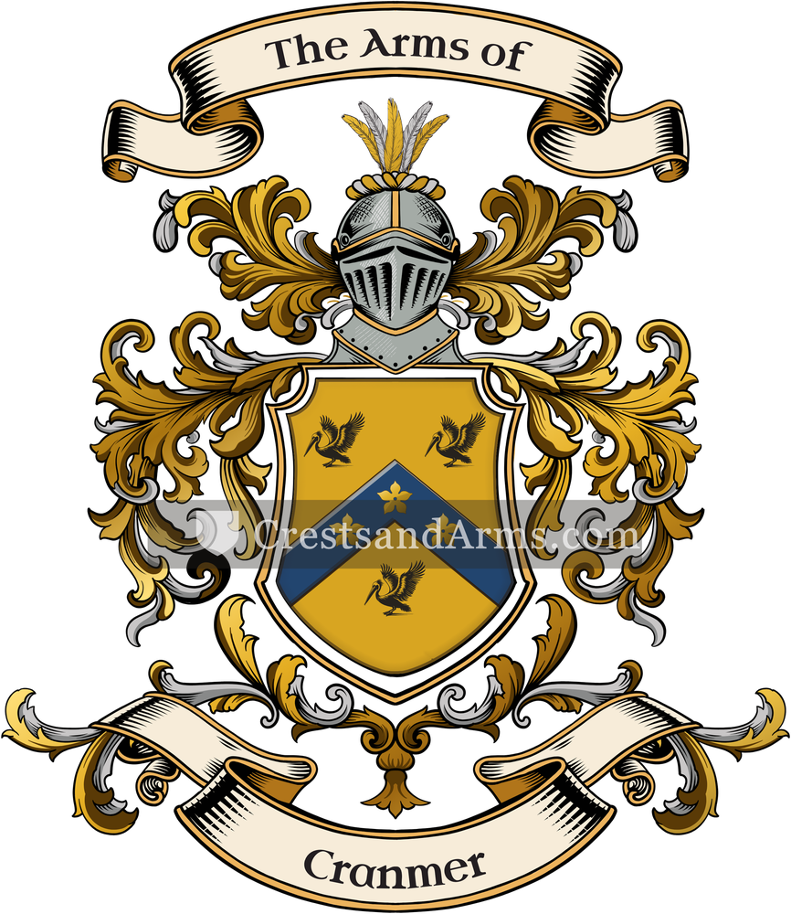 The Cranmer coat of arms, drawn from the recorded blazon