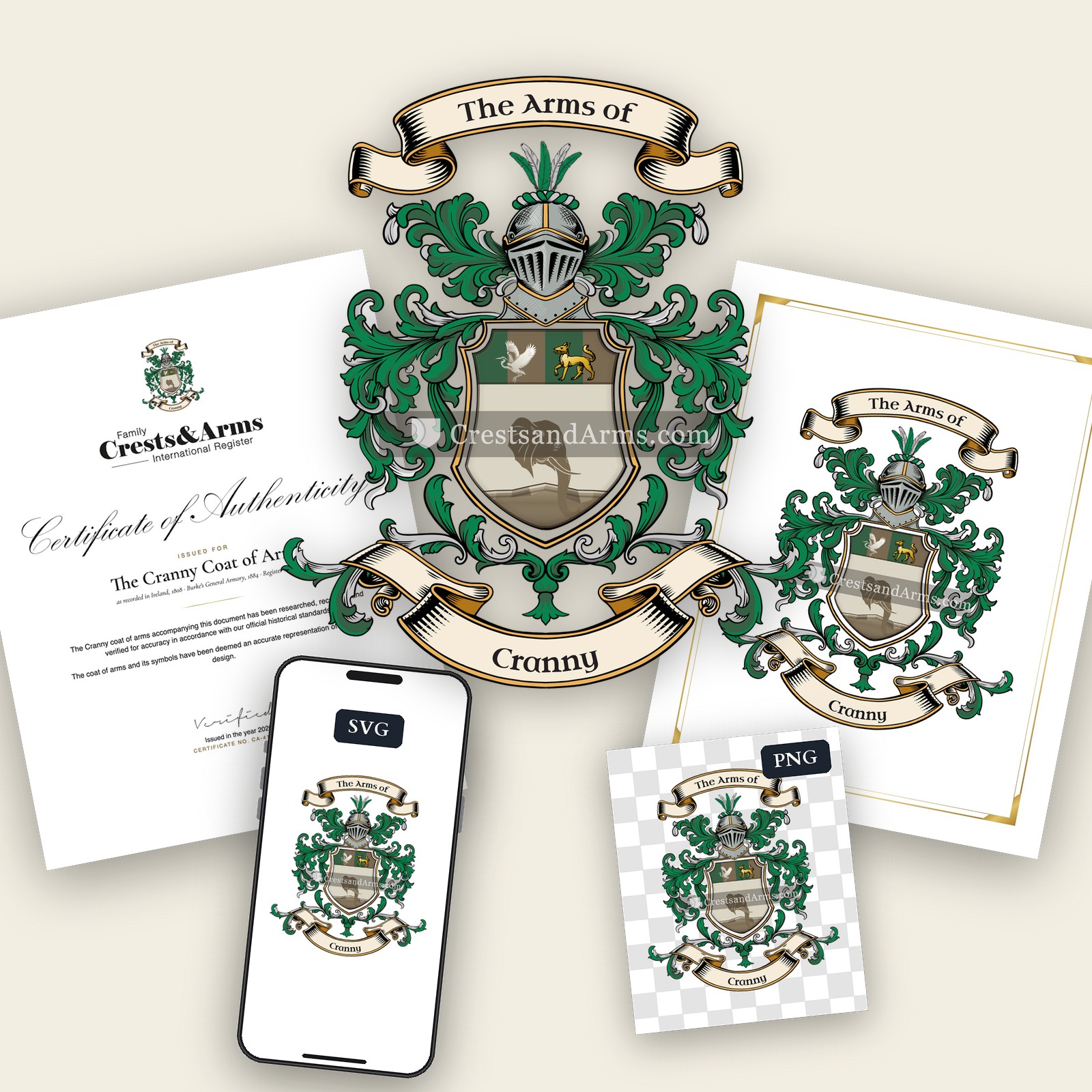 The Cranny arms on the coat of arms — digital pack