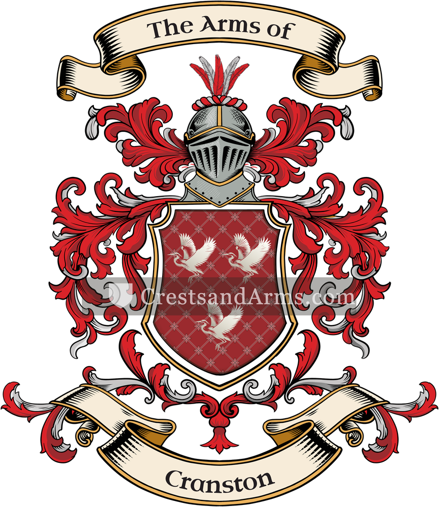 The Cranston coat of arms, drawn from the recorded blazon