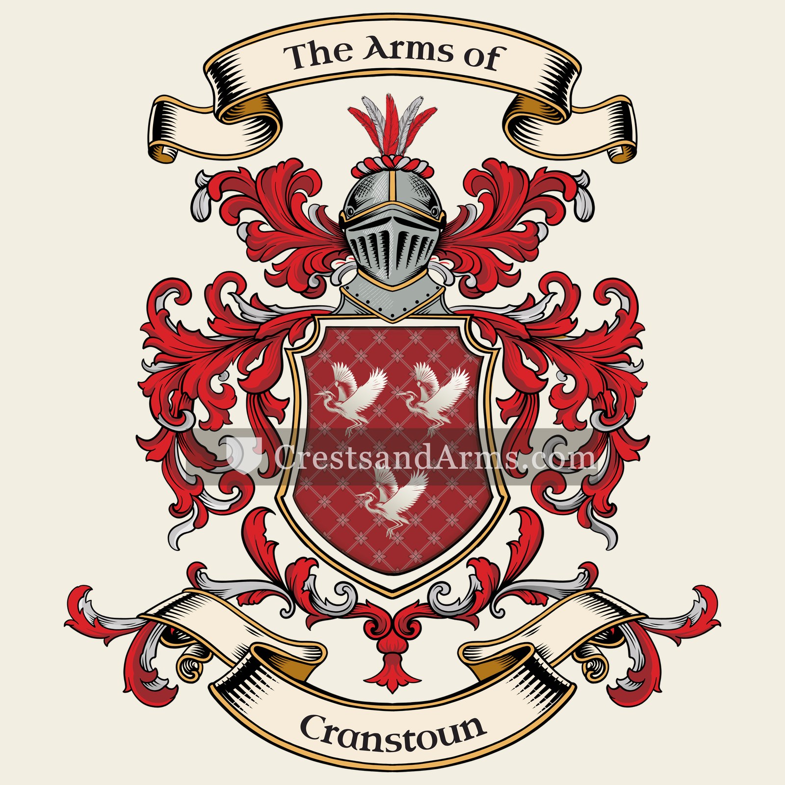 The Cranstoun coat of arms, drawn from the recorded blazon