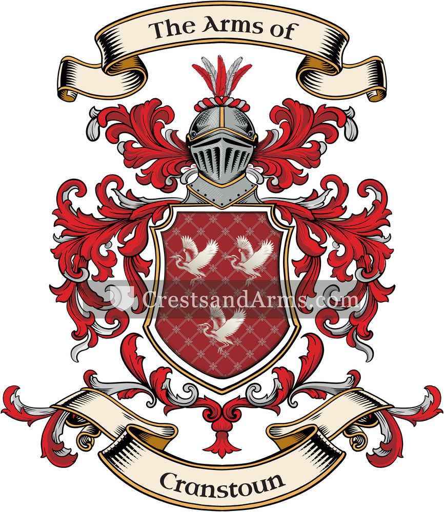 The Cranstoun coat of arms, drawn from the recorded blazon