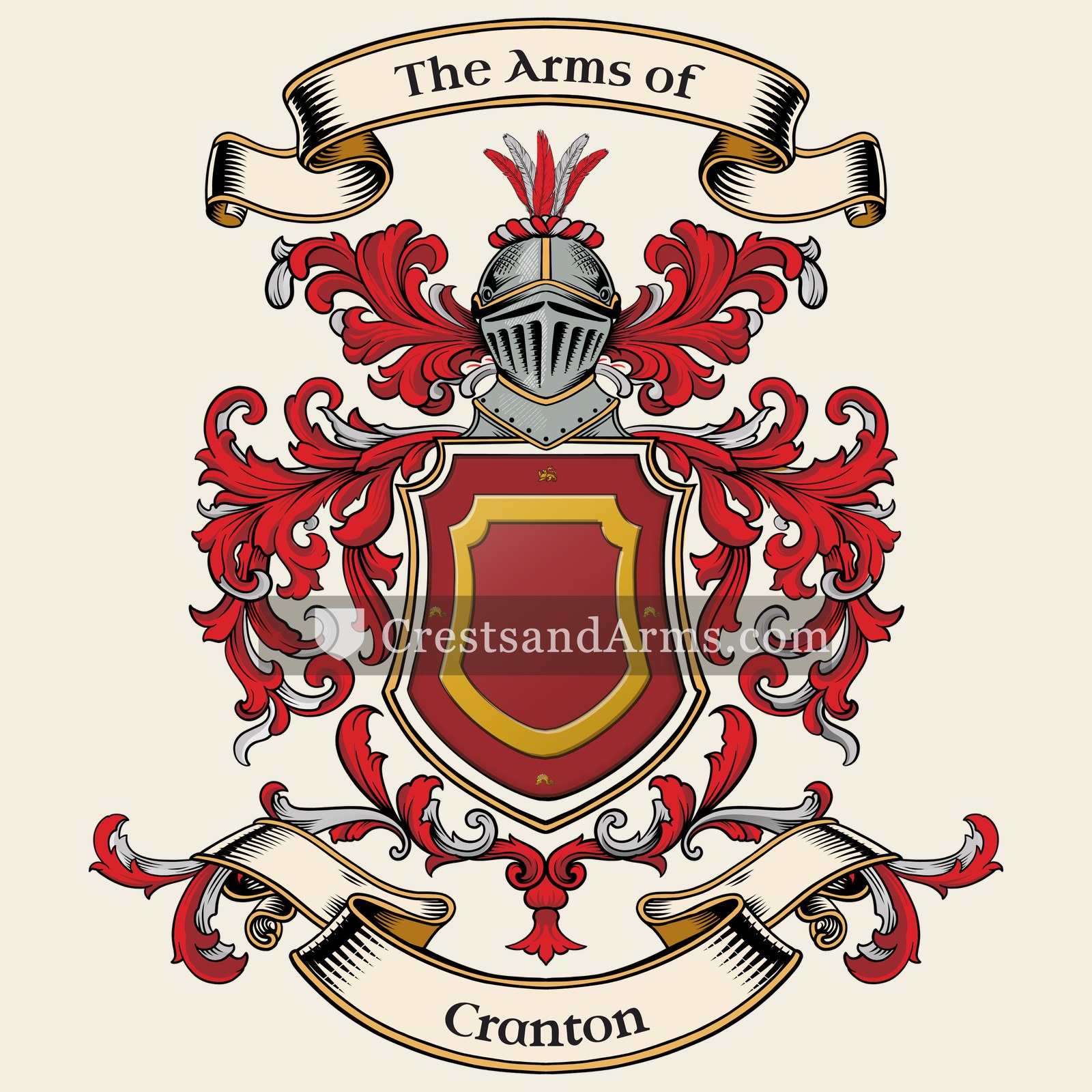The Cranton coat of arms, drawn from the recorded blazon