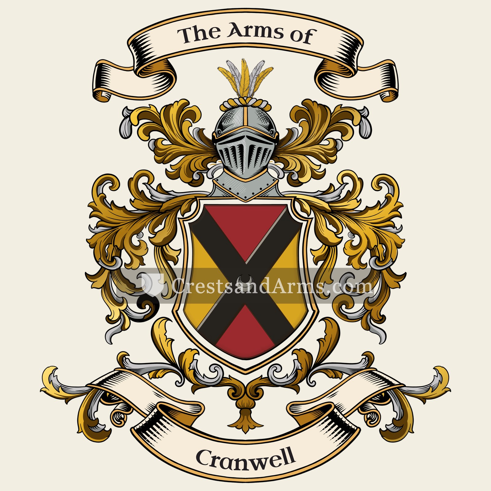 The Cranwell coat of arms, drawn from the recorded blazon
