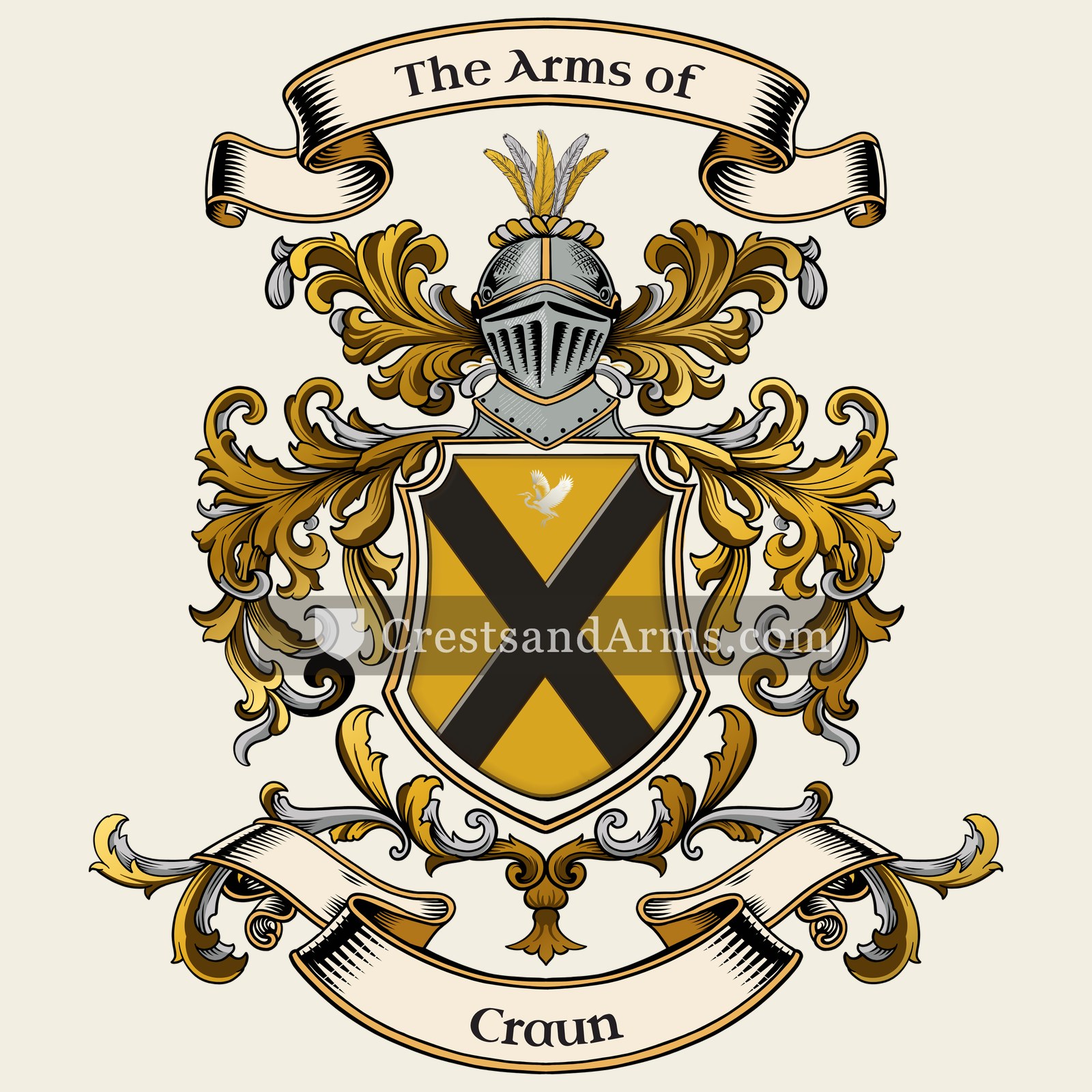 The Craun coat of arms, drawn from the recorded blazon