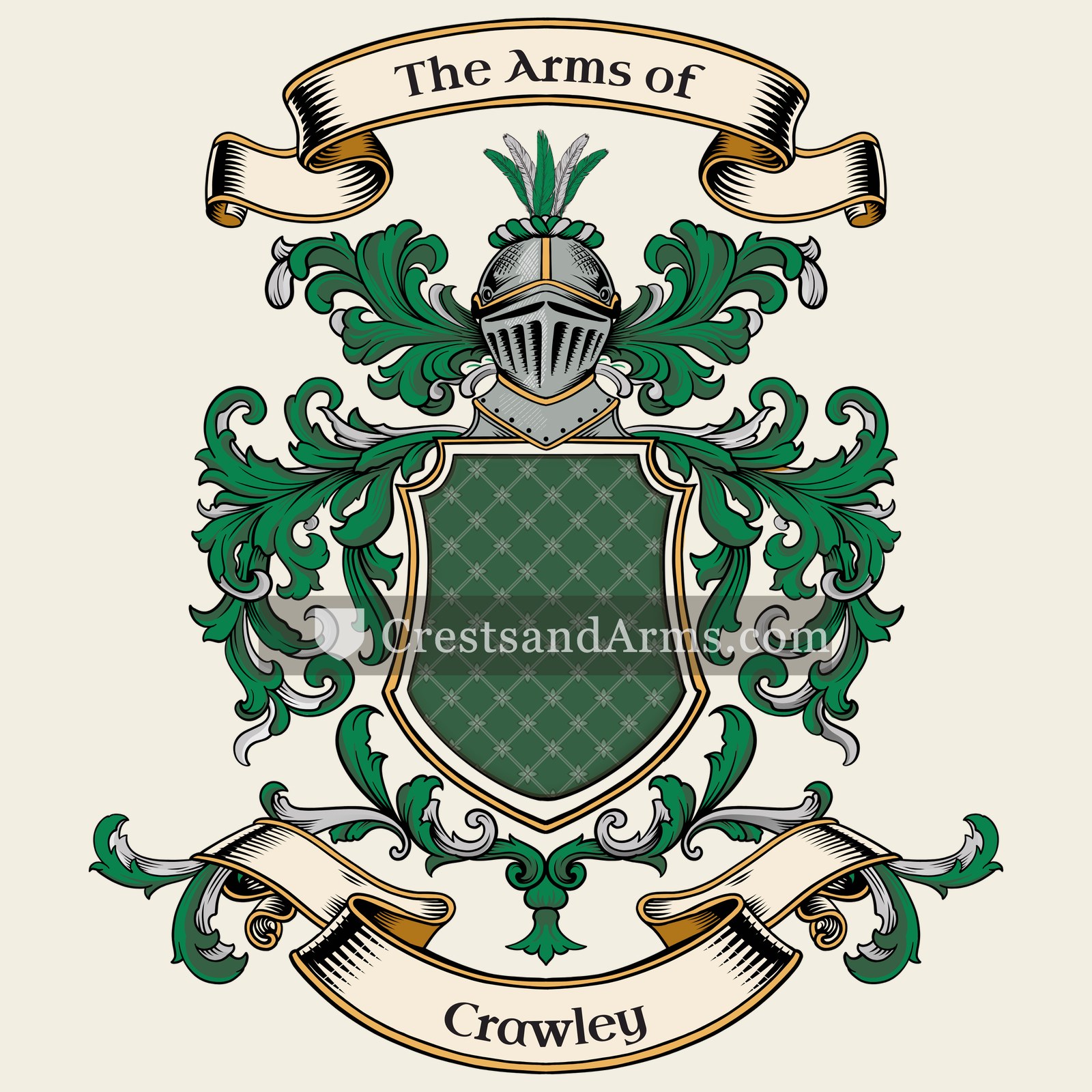 The Crawley coat of arms, drawn from the recorded blazon