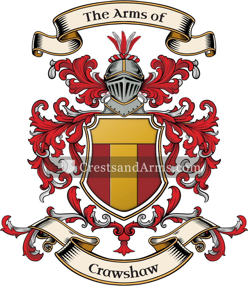 The Crawshaw coat of arms, drawn from the recorded blazon