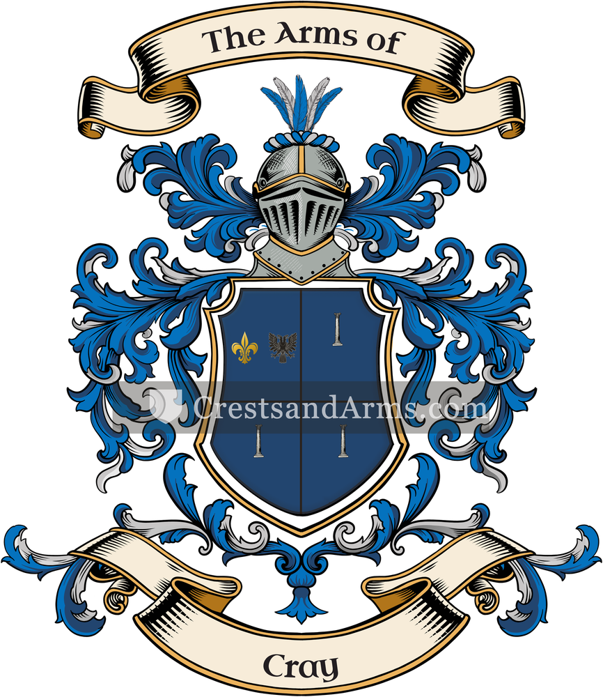 The Cray coat of arms, drawn from the recorded blazon