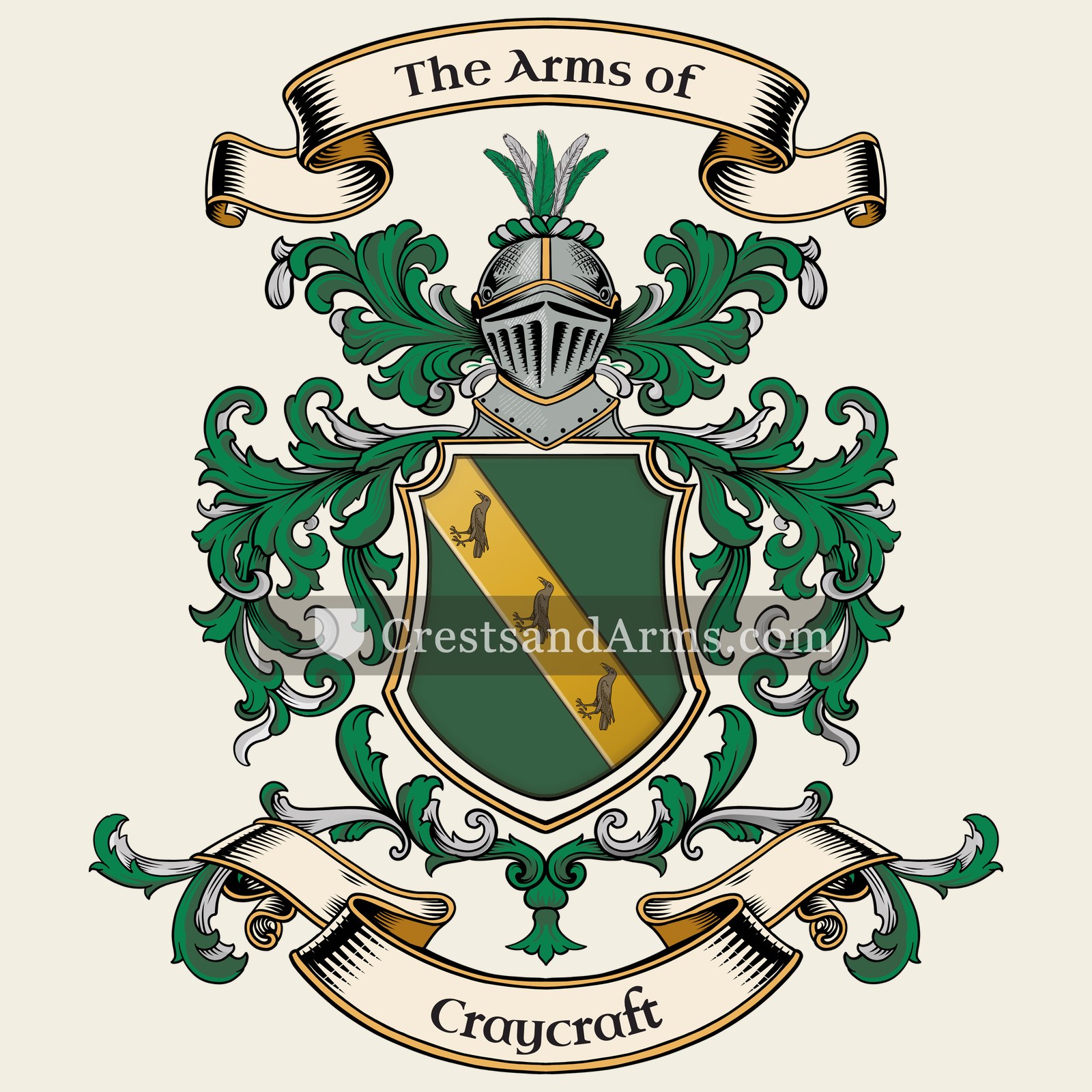 The Craycraft coat of arms, drawn from the recorded blazon