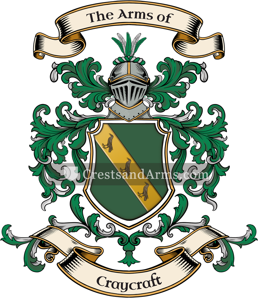 The Craycraft coat of arms, drawn from the recorded blazon
