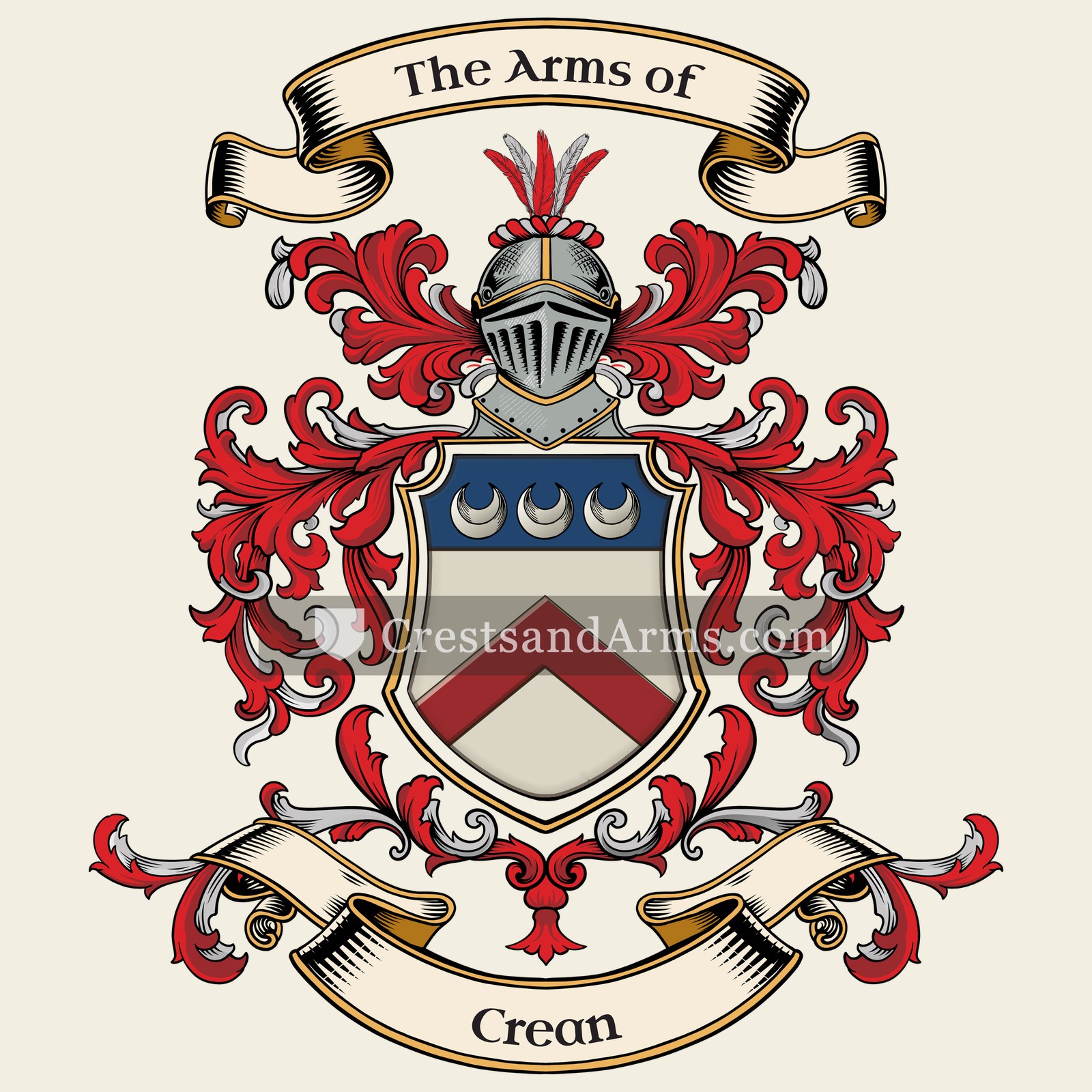 The Crean coat of arms, drawn from the recorded blazon