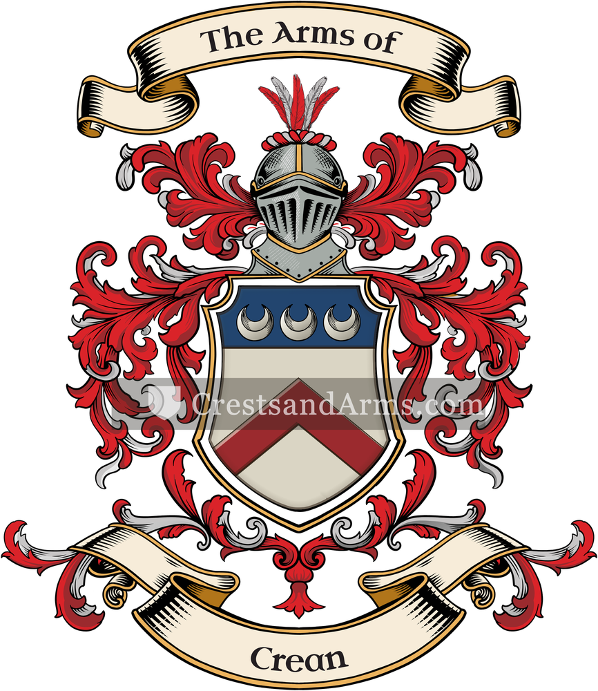 The Crean coat of arms, drawn from the recorded blazon