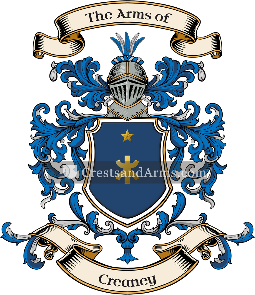 The Creaney coat of arms, drawn from the recorded blazon