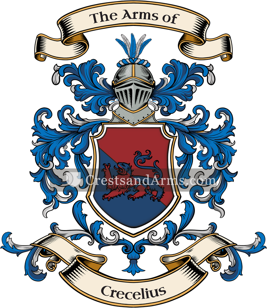 The Crecelius coat of arms, drawn from the recorded blazon