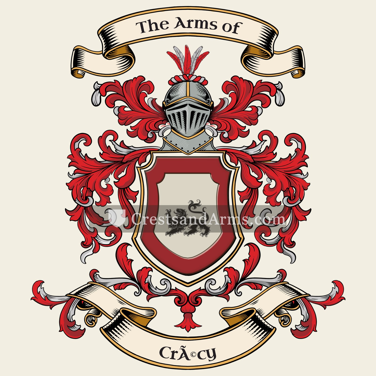 The Crécy coat of arms, drawn from the recorded blazon
