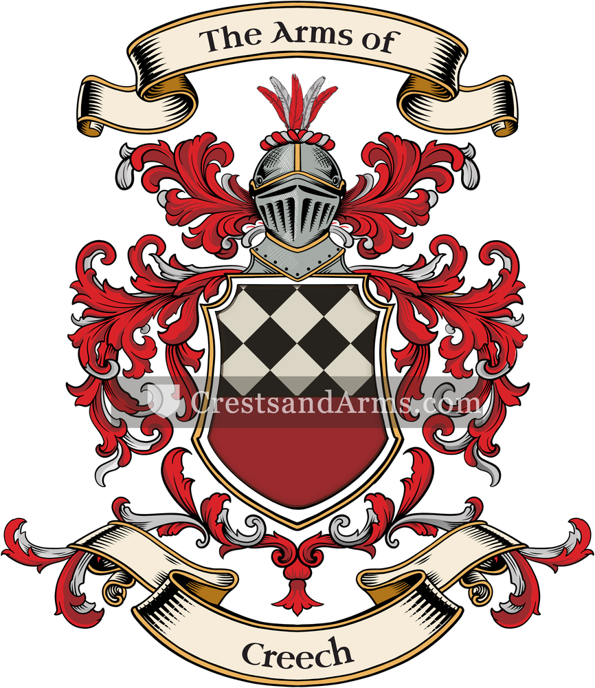 The Creech coat of arms, drawn from the recorded blazon