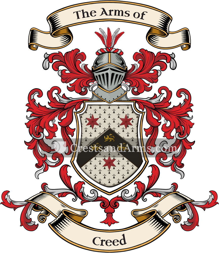 The Creed coat of arms, drawn from the recorded blazon