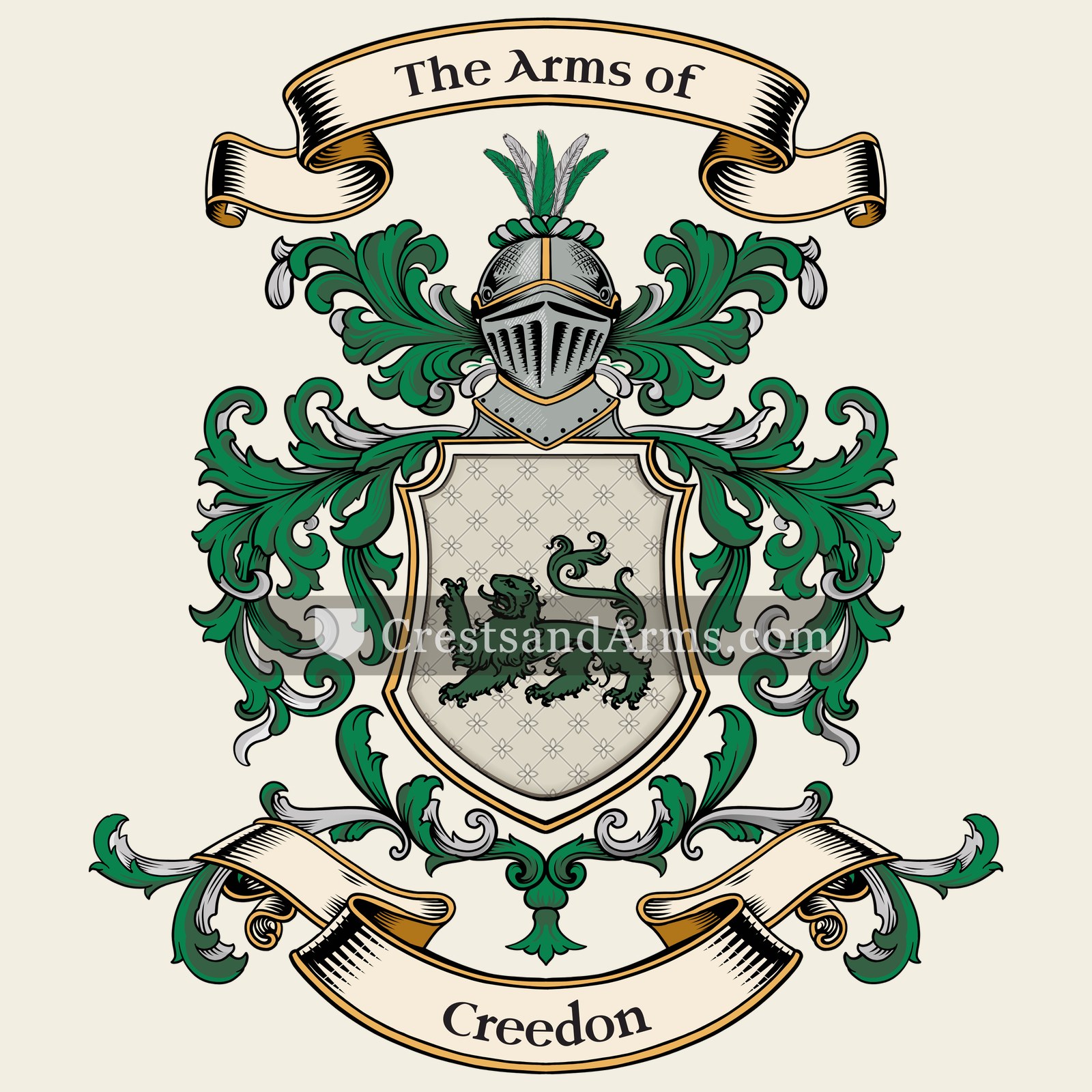 The Creedon coat of arms, drawn from the recorded blazon