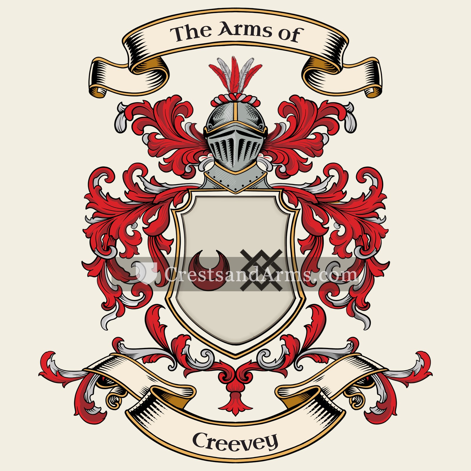 The Creevey coat of arms, drawn from the recorded blazon