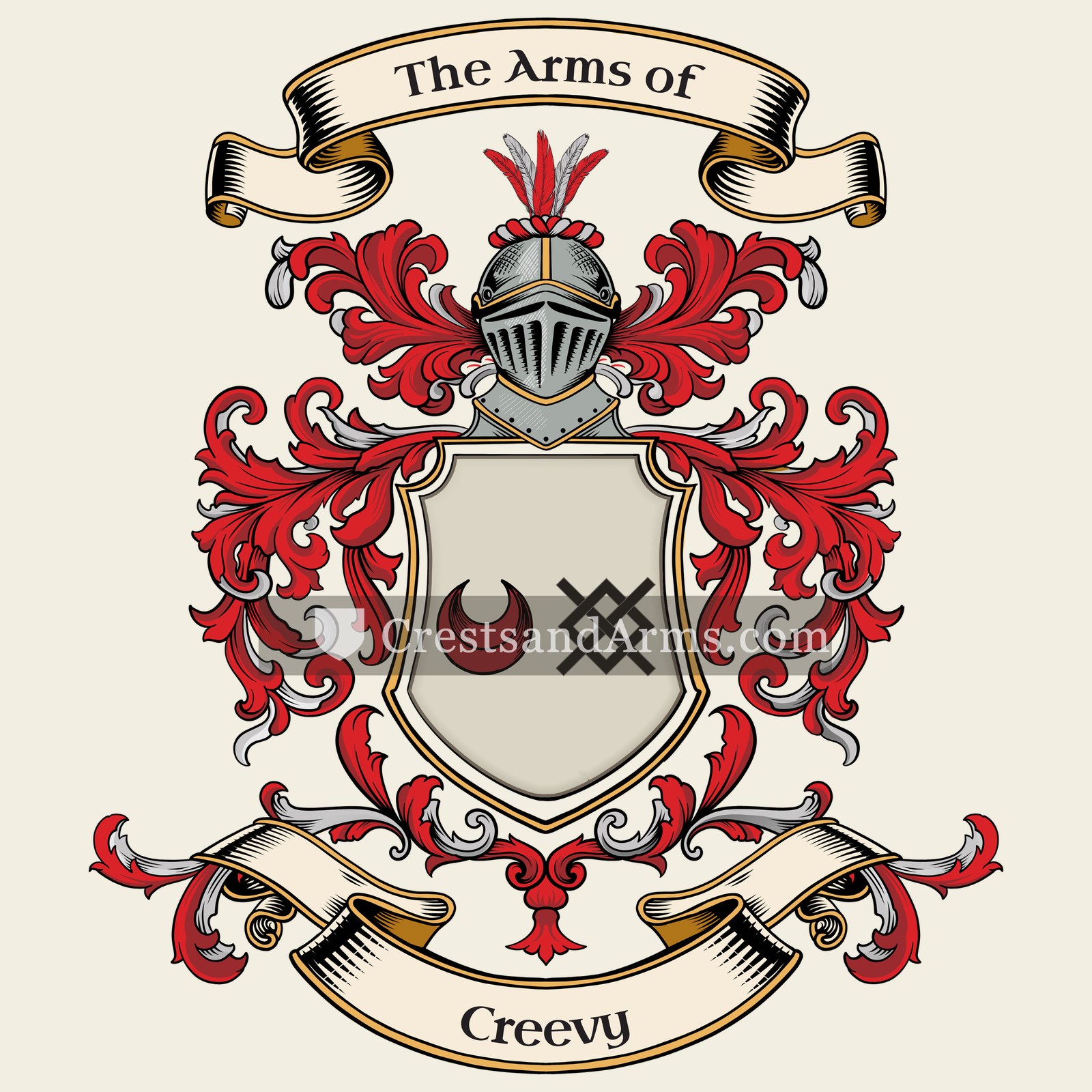 The Creevy coat of arms, drawn from the recorded blazon
