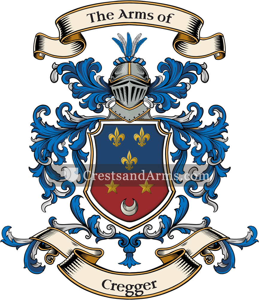 The Cregger coat of arms, drawn from the recorded blazon