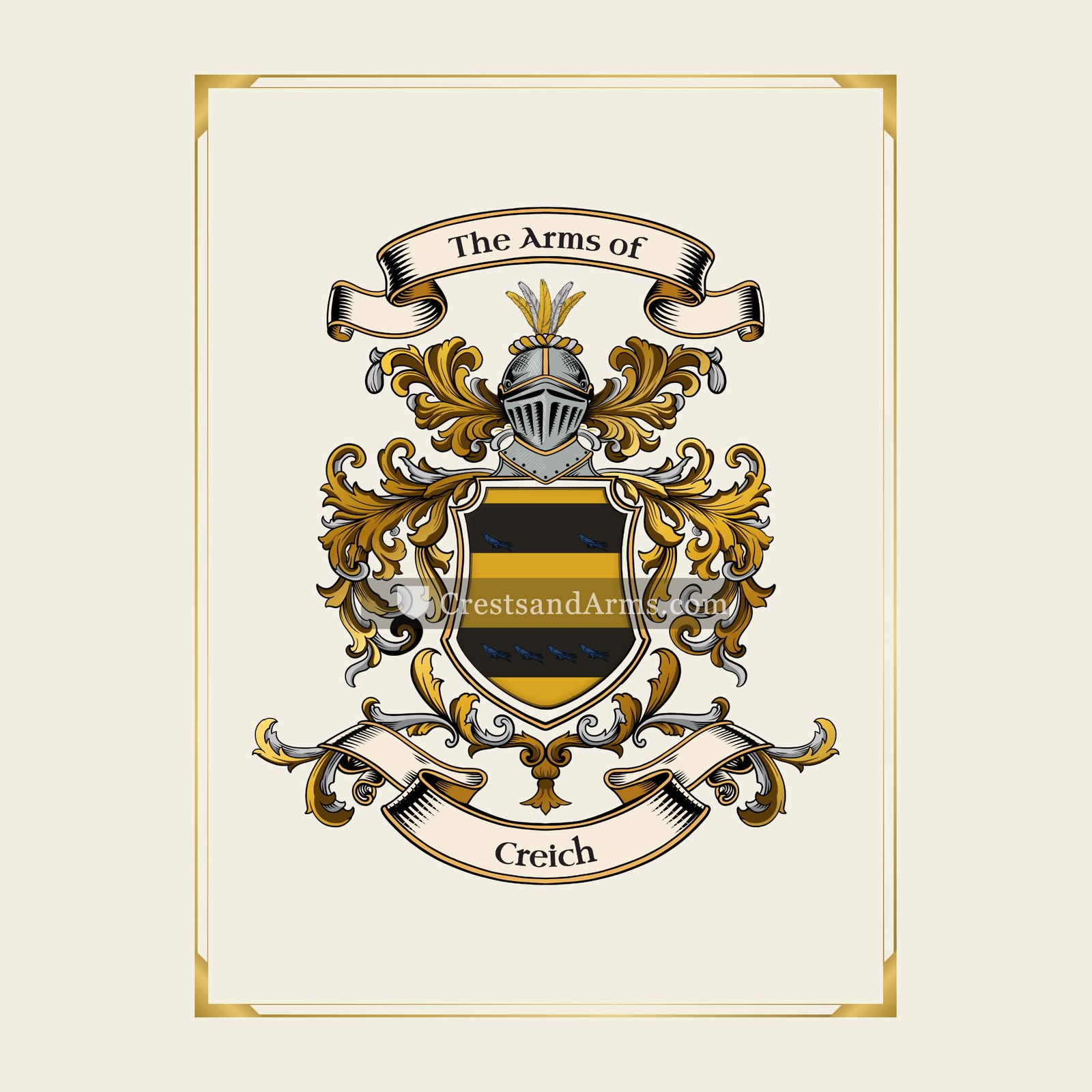 With gold border
