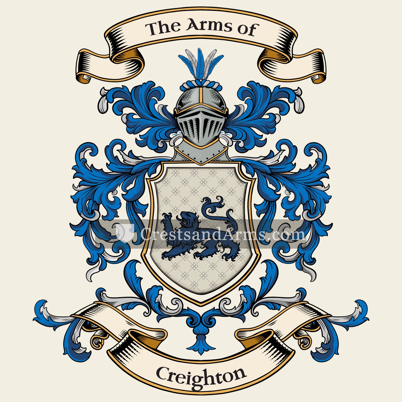 The Creighton coat of arms, drawn from the recorded blazon