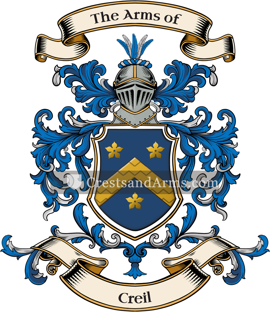 The Creil coat of arms, drawn from the recorded blazon
