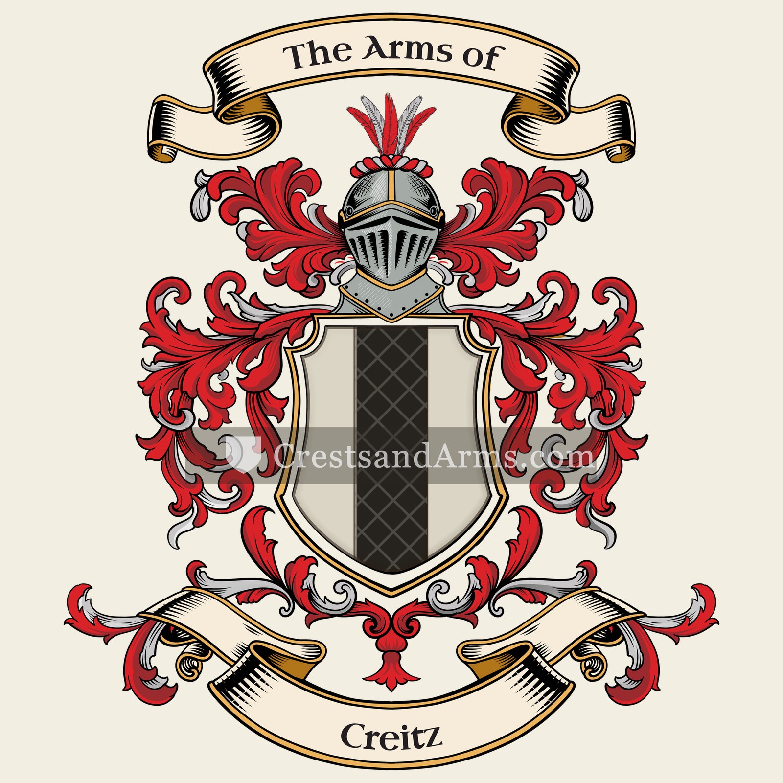 The Creitz coat of arms, drawn from the recorded blazon
