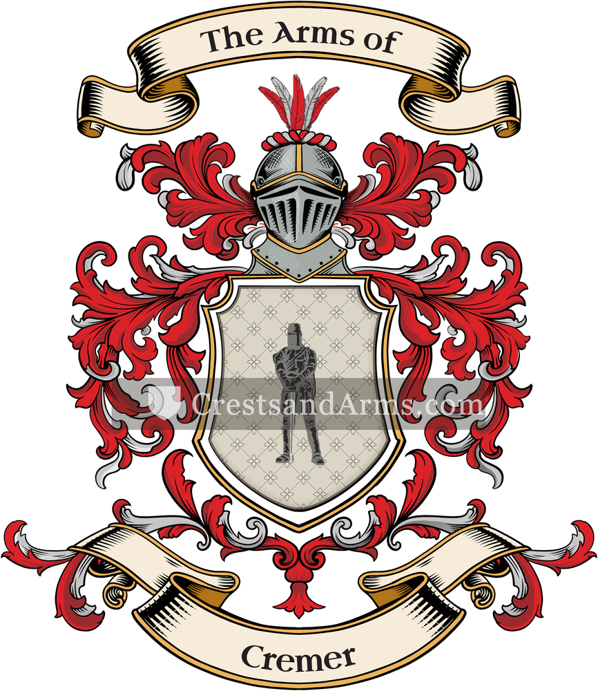 The Cremer coat of arms, drawn from the recorded blazon
