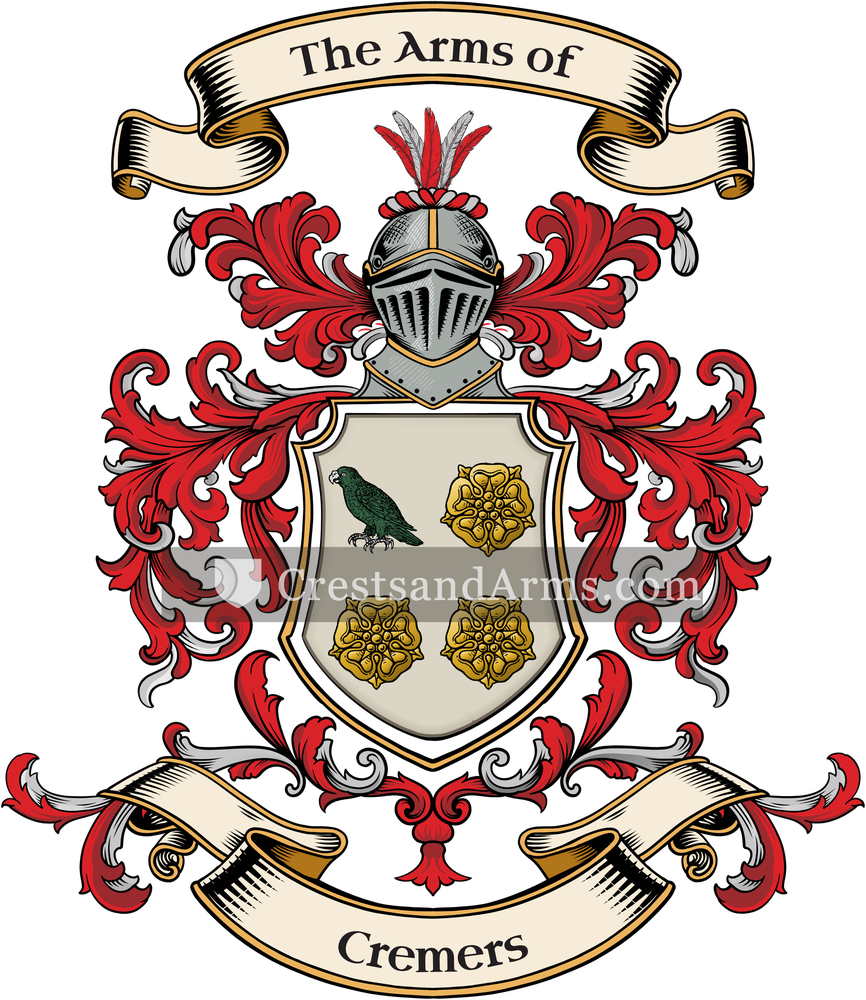 The Cremers coat of arms, drawn from the recorded blazon