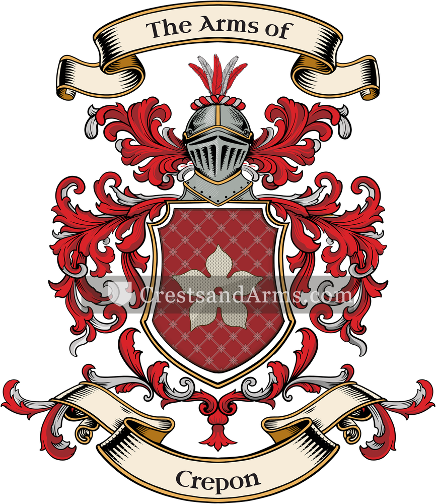 The Crepon coat of arms, drawn from the recorded blazon