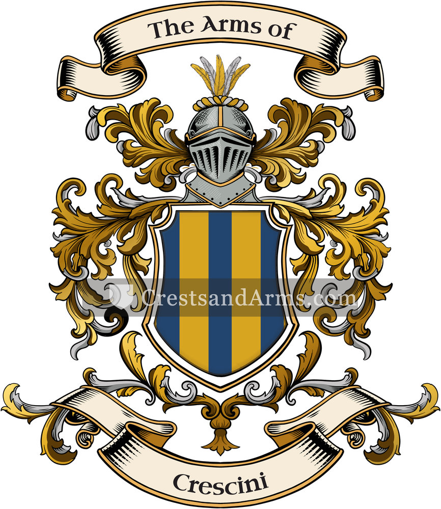 The Crescini coat of arms, drawn from the recorded blazon