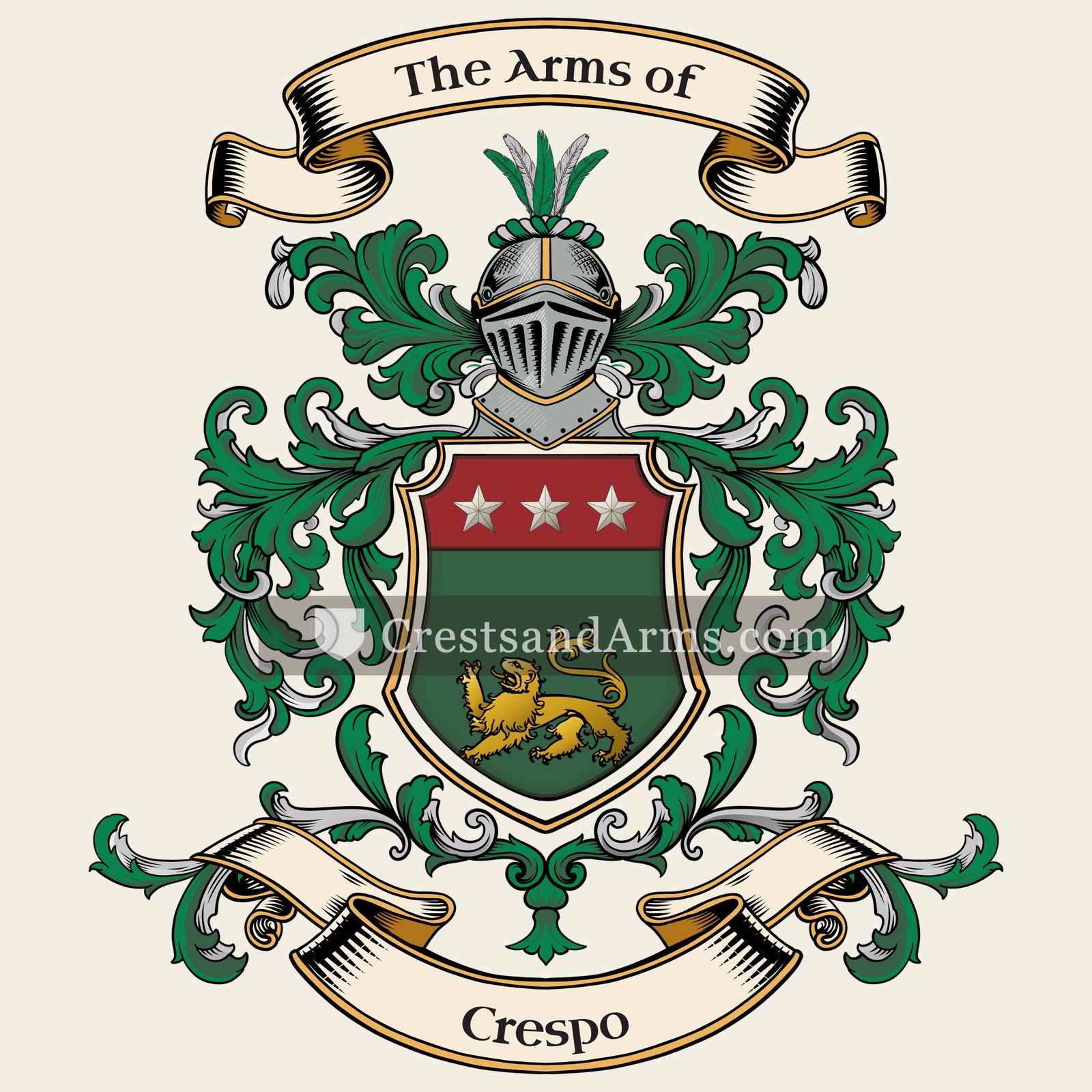 The Crespo coat of arms, drawn from the recorded blazon