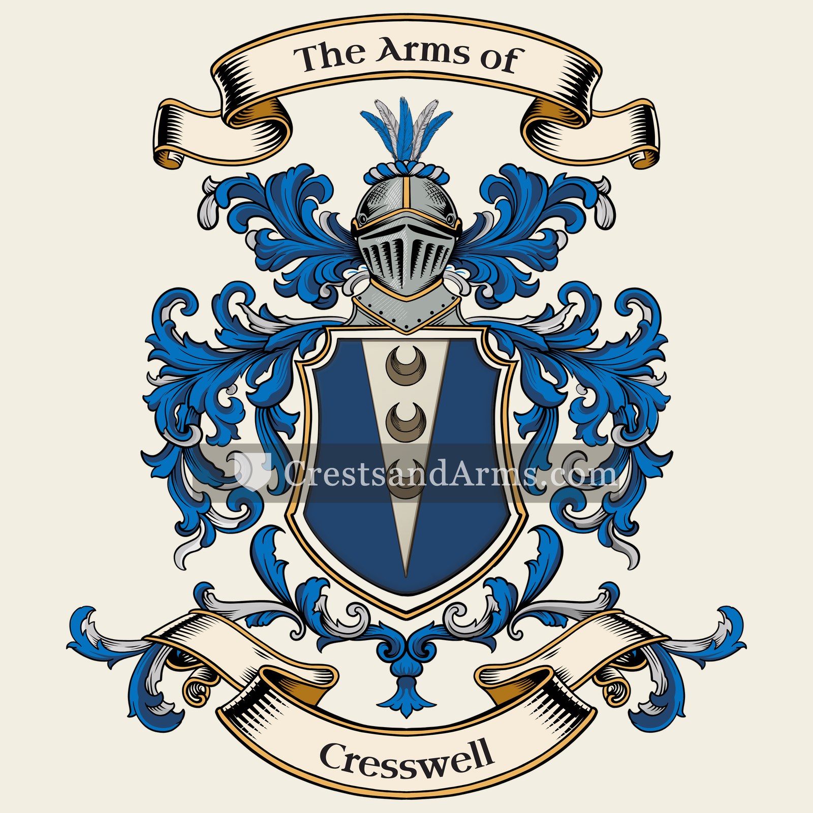 The Cresswell coat of arms, drawn from the recorded blazon