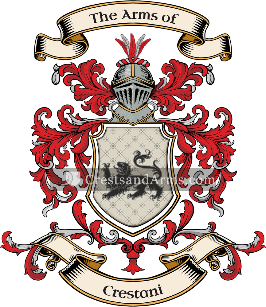 The Crestani coat of arms, drawn from the recorded blazon