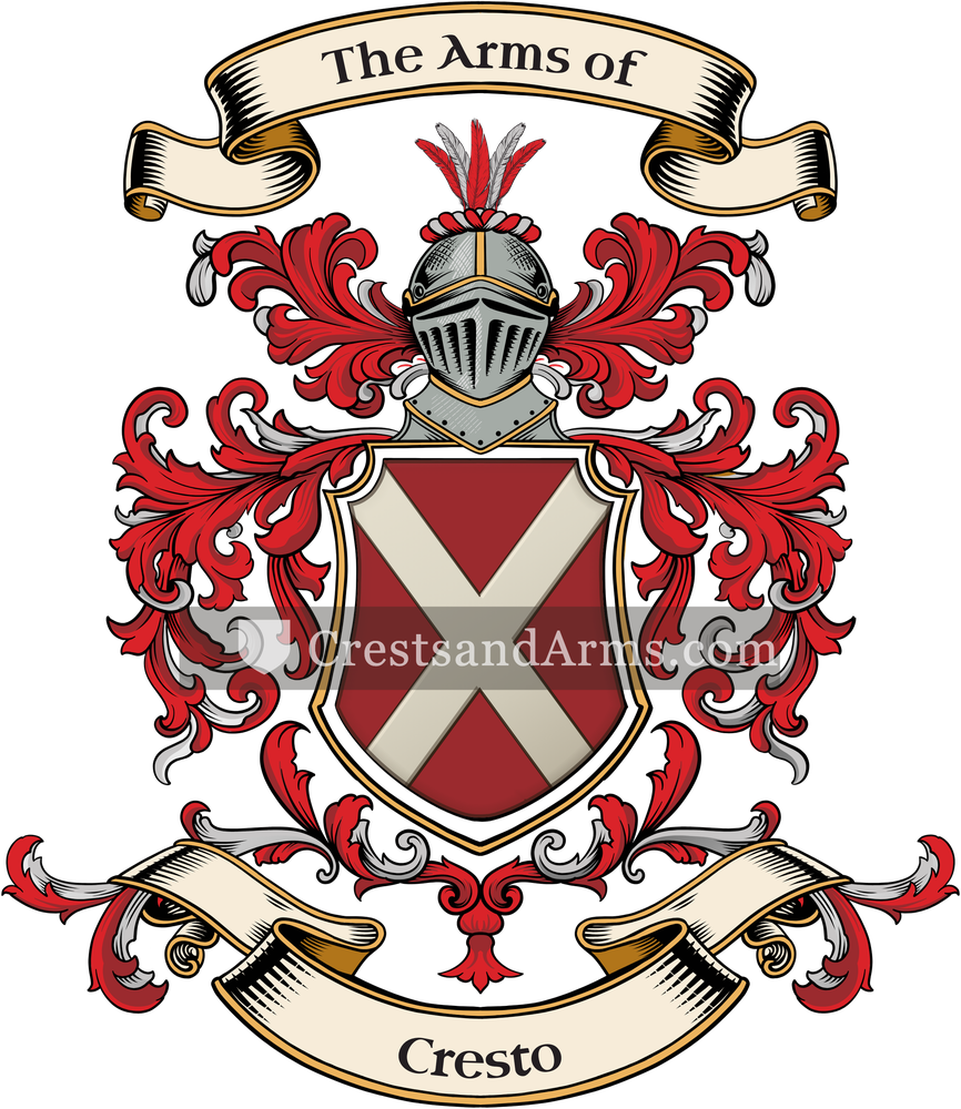 The Cresto coat of arms, drawn from the recorded blazon