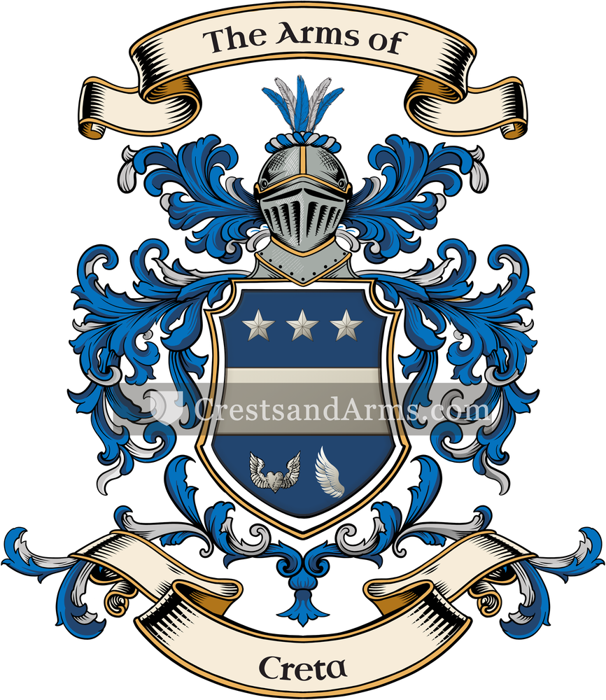 The Creta coat of arms, drawn from the recorded blazon