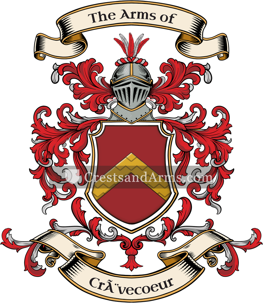 The Crèvecoeur coat of arms, drawn from the recorded blazon
