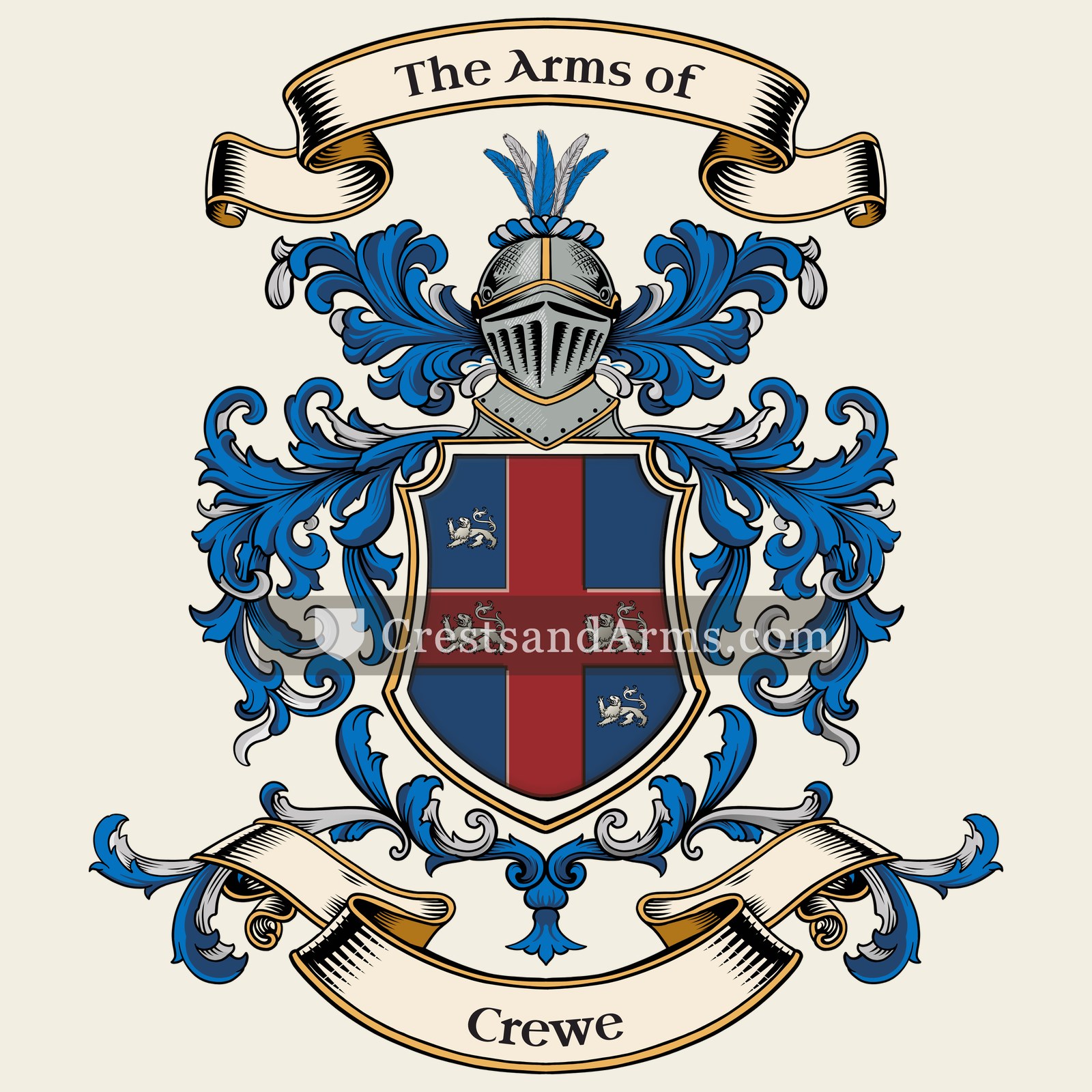 The Crewe coat of arms, drawn from the recorded blazon